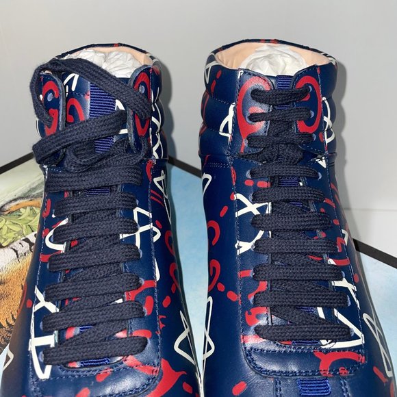 Gucci Ghost Logo High-top Star Leather Sneakers - Picture 2 of 14